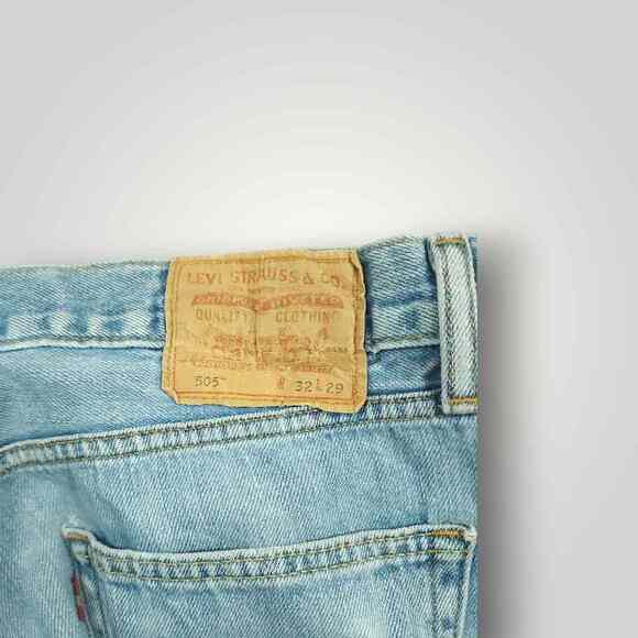 Levi's 505 Jeans Mens 32x29 Baggy Straight Leg Distressed Workwear Light Wash - Picture 5 of 8